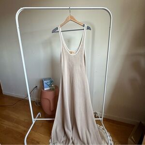 VRG GRL | Moonflower Beige Knit Maxi Dress | Size L